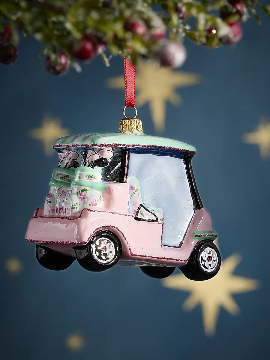 Joy To The World Golf Cart Glass Ornament | Thumbnail 2 Joy To The World Golf Cart Glass Ornament | Thumbnail 2