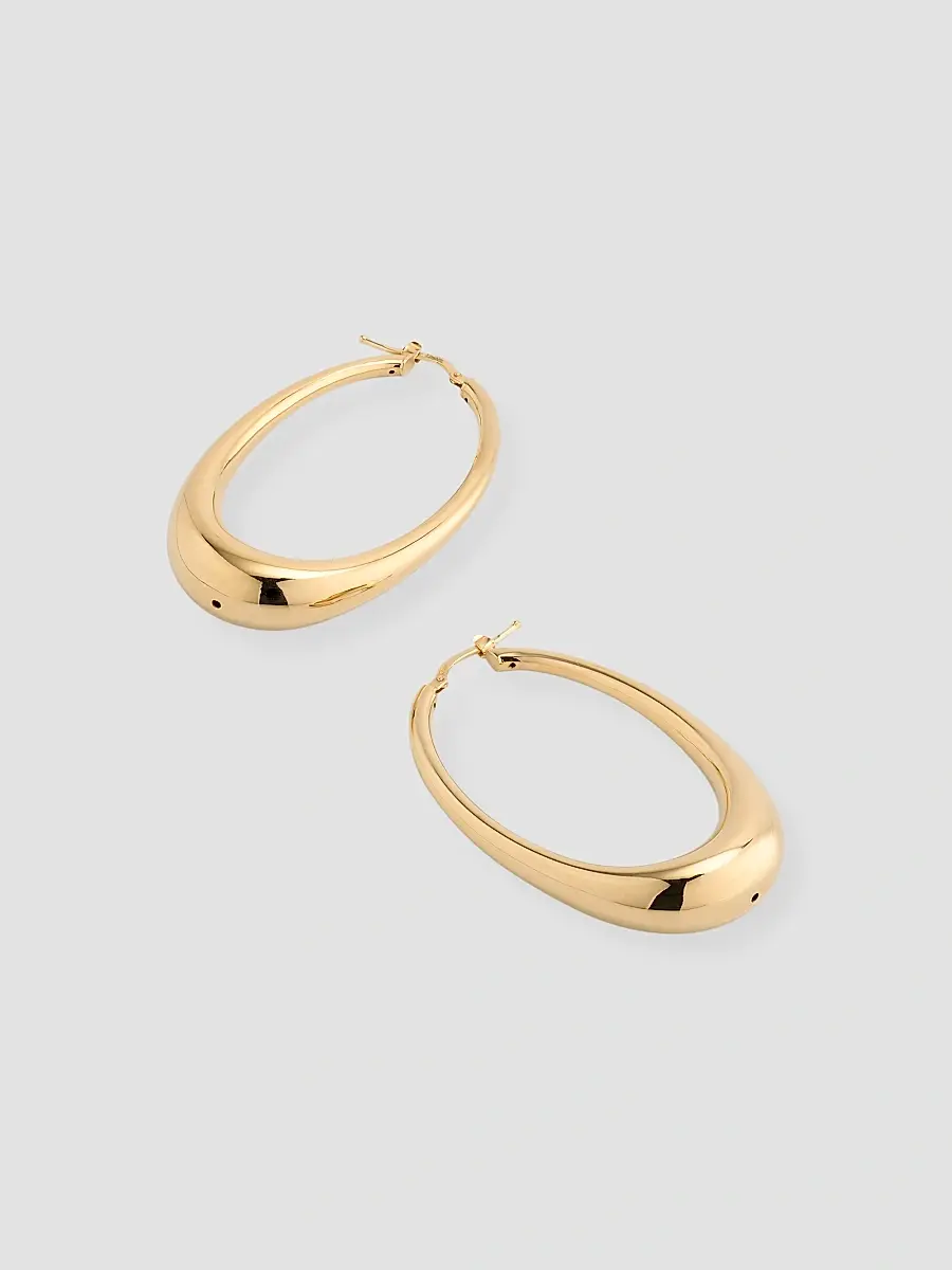 LISA NIK Women's 18K Yellow Gold Elongated Oval Hoop Earrings | Thumbnail 3