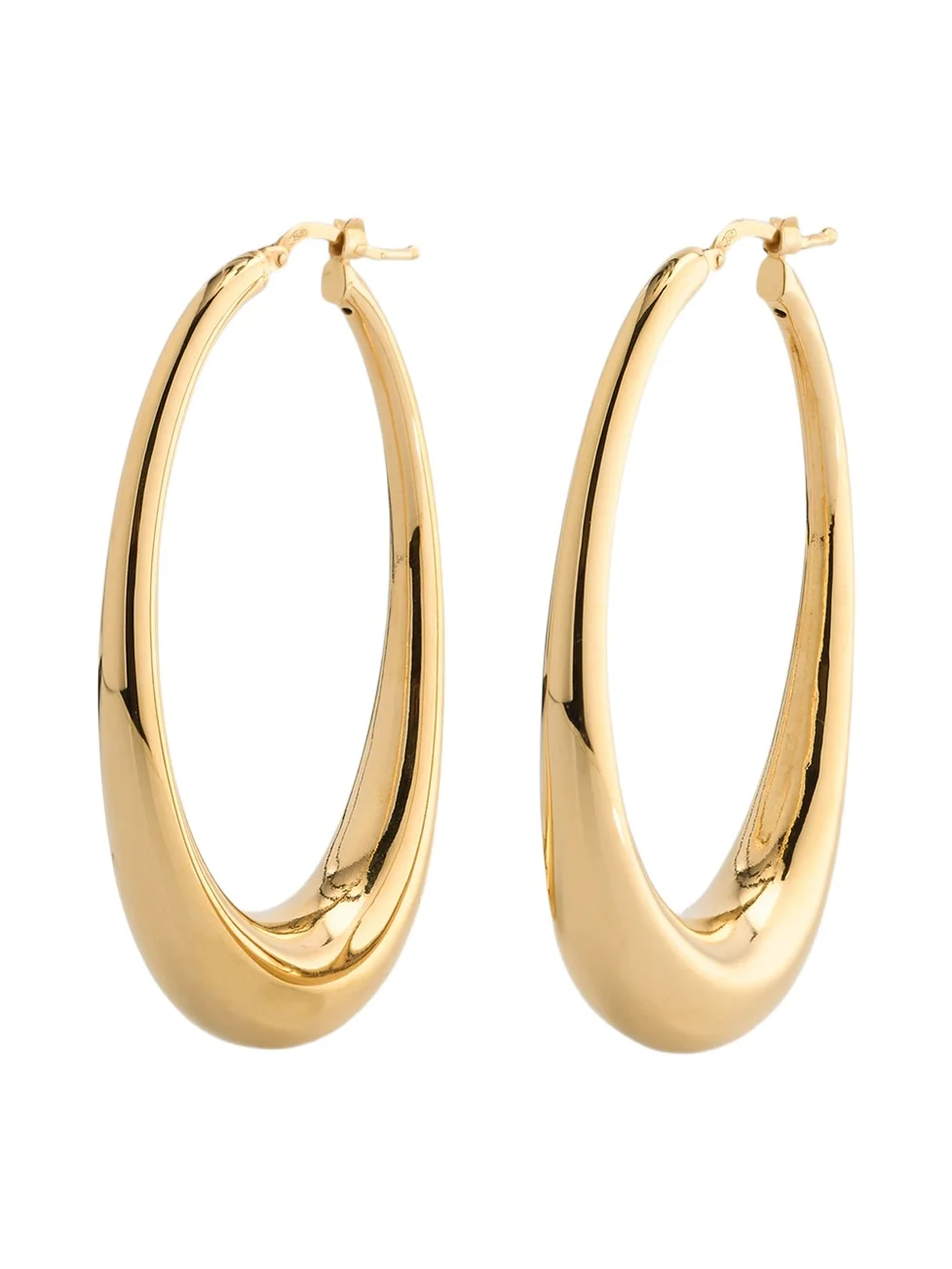 Women's 18K Yellow Gold Elongated Oval Hoop Earrings Women's 18K Yellow Gold Elongated Oval Hoop Earrings