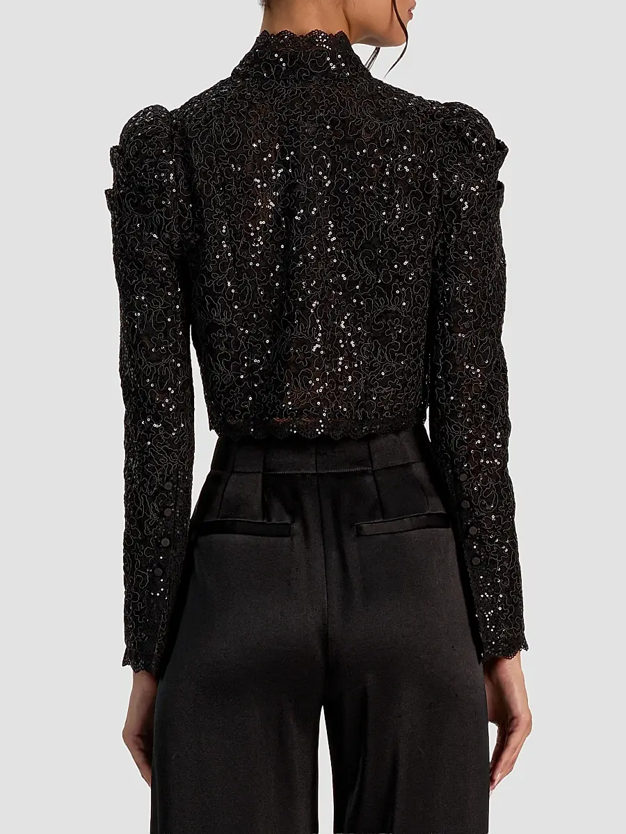 Alice + Olivia Women's Thomasina Embellished Lace Crop Jacket | Thumbnail 3 Alice + Olivia Women's Thomasina Embellished Lace Crop Jacket | Thumbnail 3