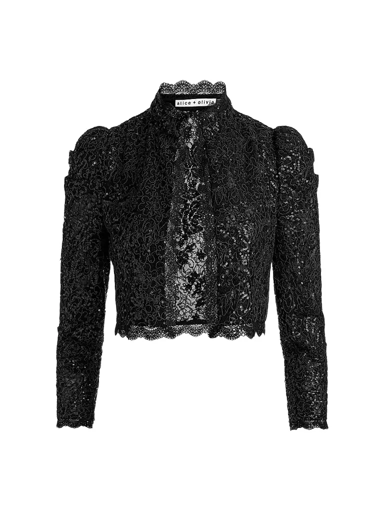 Alice + Olivia Women's Thomasina Embellished Lace Crop Jacket