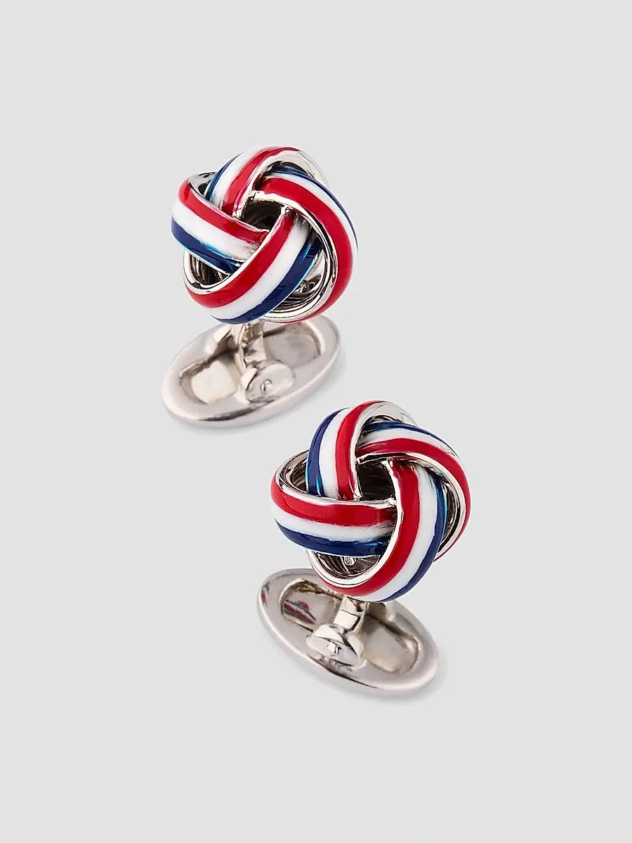 Jan Leslie Men's Sterling Silver & Enamel Knot Cufflinks | Thumbnail 3 Jan Leslie Men's Sterling Silver & Enamel Knot Cufflinks | Thumbnail 3