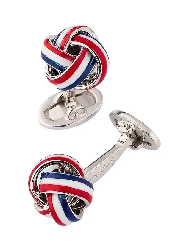 Jan Leslie Men's Sterling Silver & Enamel Knot Cufflinks