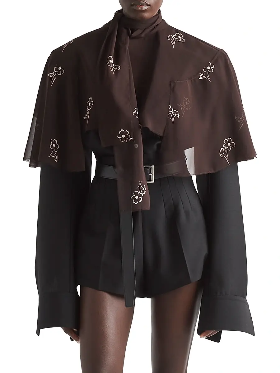 Prada Women's Print Georgette Cape | Thumbnail 2