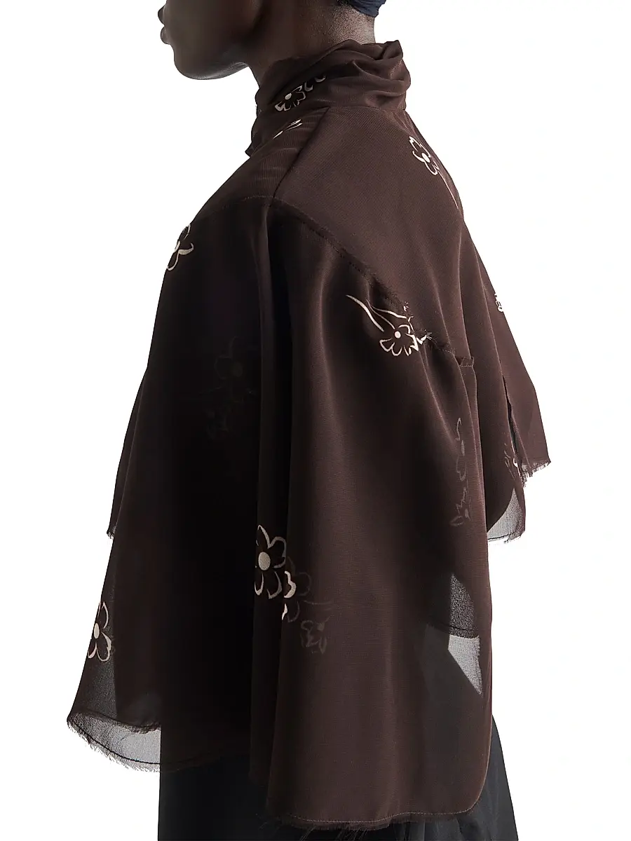 Prada Women's Print Georgette Cape | Thumbnail 3