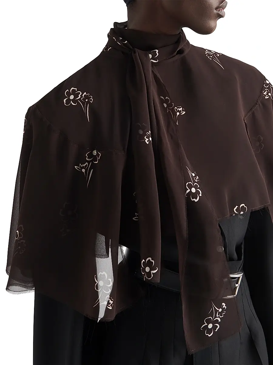 Prada Women's Print Georgette Cape | Thumbnail 4