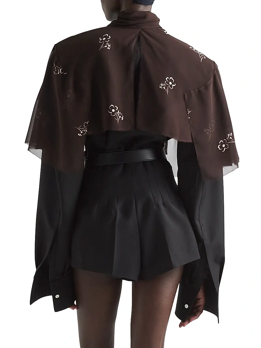 Prada Women's Print Georgette Cape | Thumbnail 5