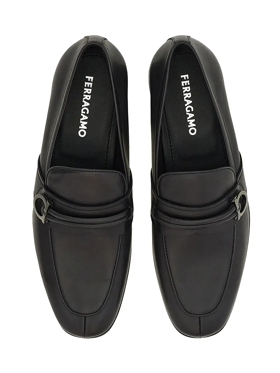Ferragamo Men's Saddle Gancini Leather Loafers | Thumbnail 3