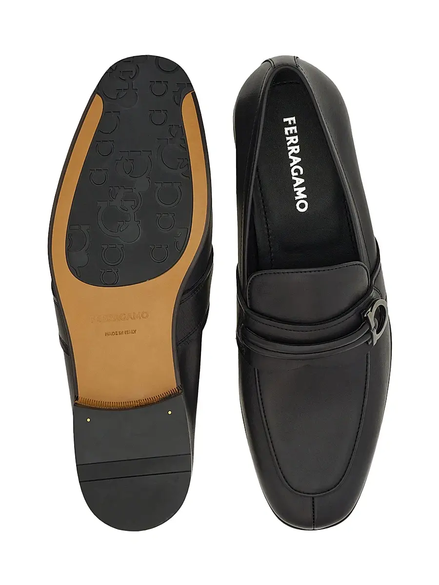 Ferragamo Men's Saddle Gancini Leather Loafers | Thumbnail 5