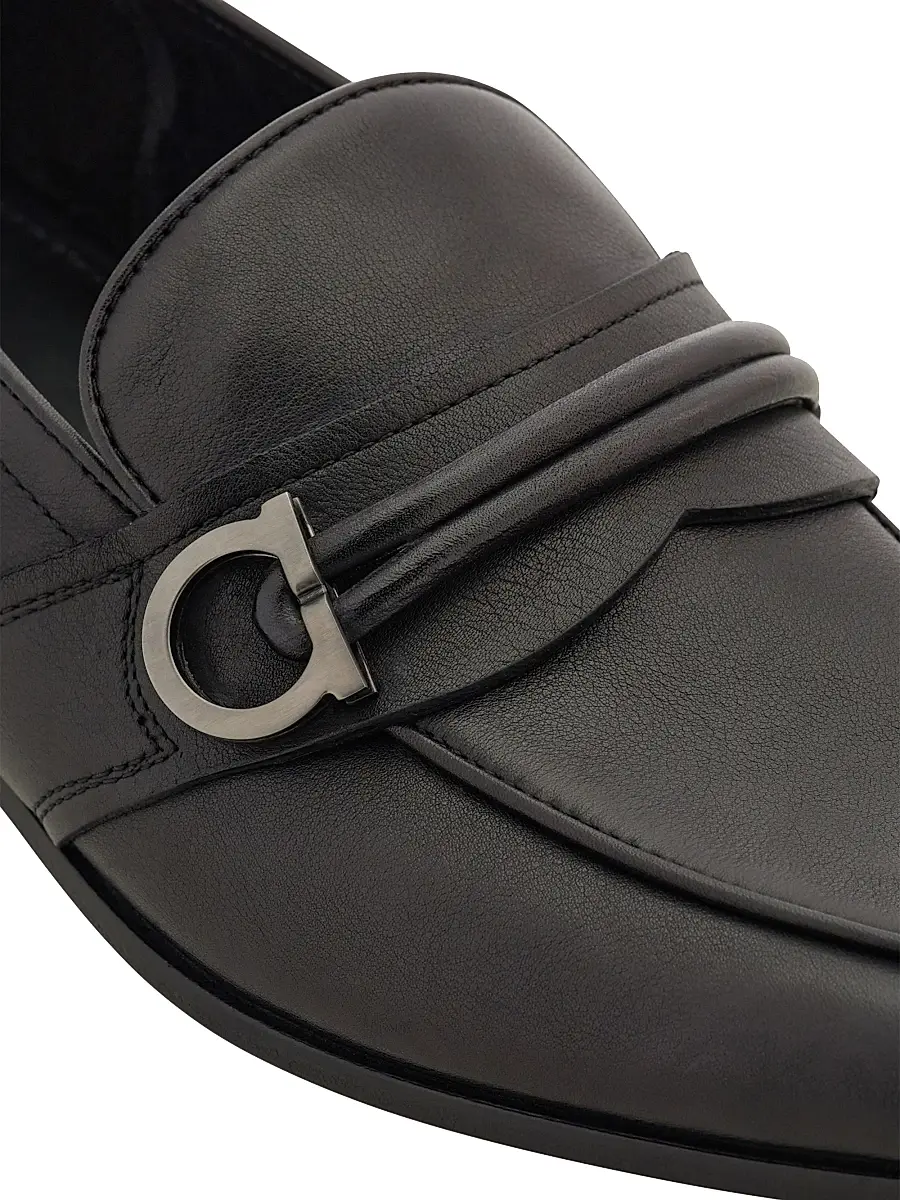 Ferragamo Men's Saddle Gancini Leather Loafers | Thumbnail 6