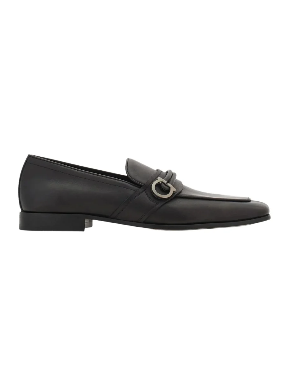 Ferragamo Men's Saddle Gancini Leather Loafers