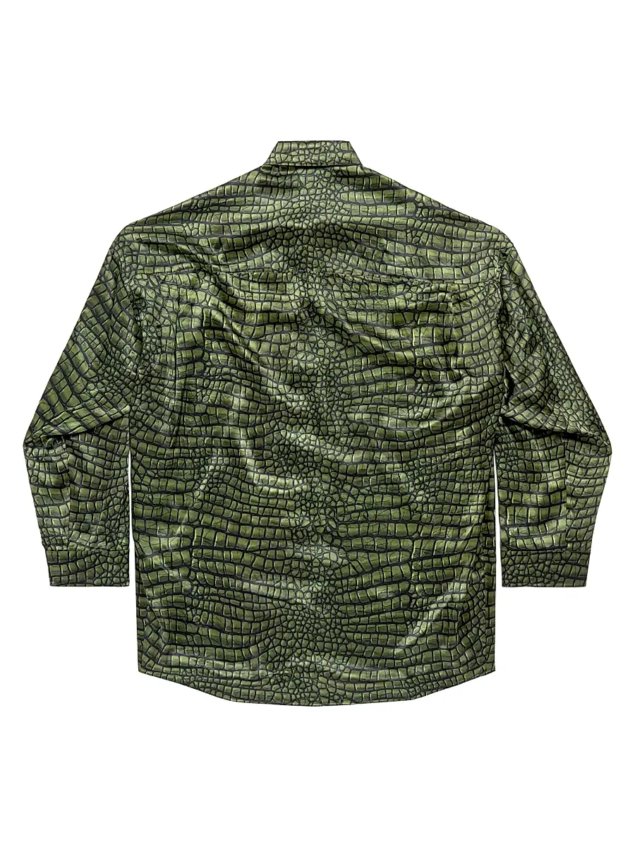 Balenciaga Women's Cocoon Shirt in Croc Silk Satin | Thumbnail 2