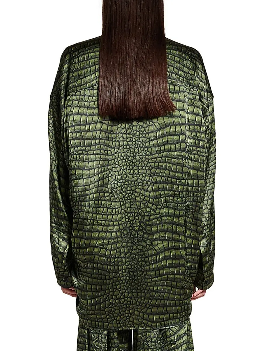 Balenciaga Women's Cocoon Shirt in Croc Silk Satin | Thumbnail 5