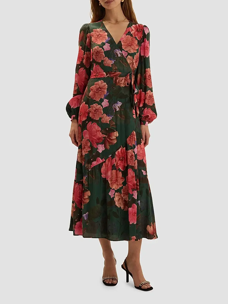 Favorite Daughter Women's Love Letter Floral Wrap Midi-Dress | Thumbnail 3