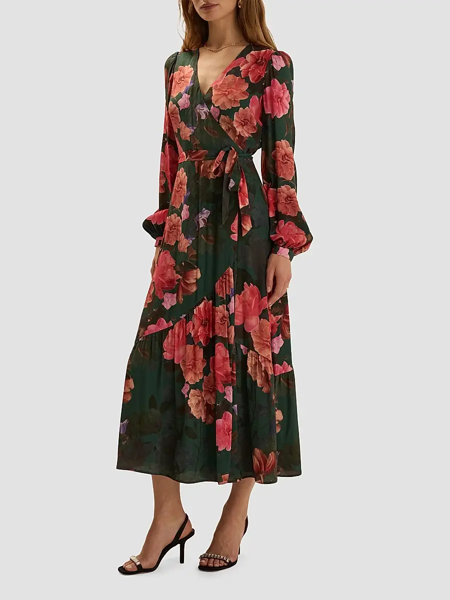 Favorite Daughter Women's Love Letter Floral Wrap Midi-Dress | Thumbnail 4