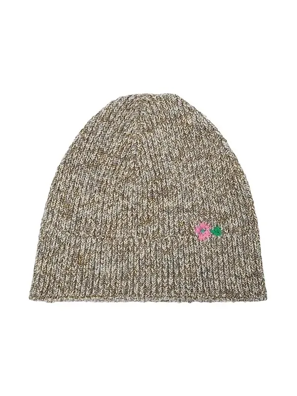 Men's Flower Embroidered Wool-Blend Beanie Men's Flower Embroidered Wool-Blend Beanie