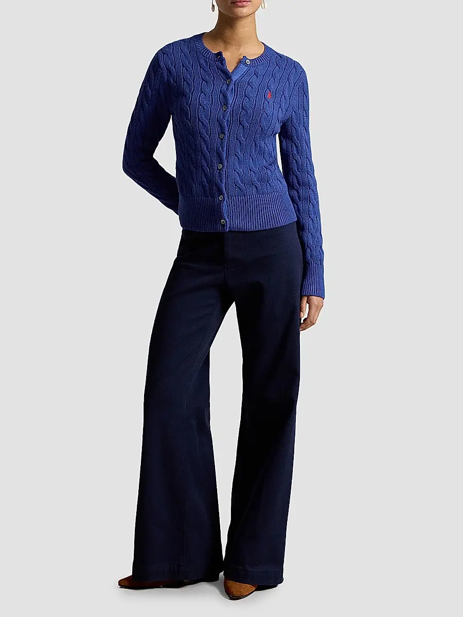 Polo Ralph Lauren Women's Cable-Knit Cotton Crewneck Cardigan | Thumbnail 2 Polo Ralph Lauren Women's Cable-Knit Cotton Crewneck Cardigan | Thumbnail 2