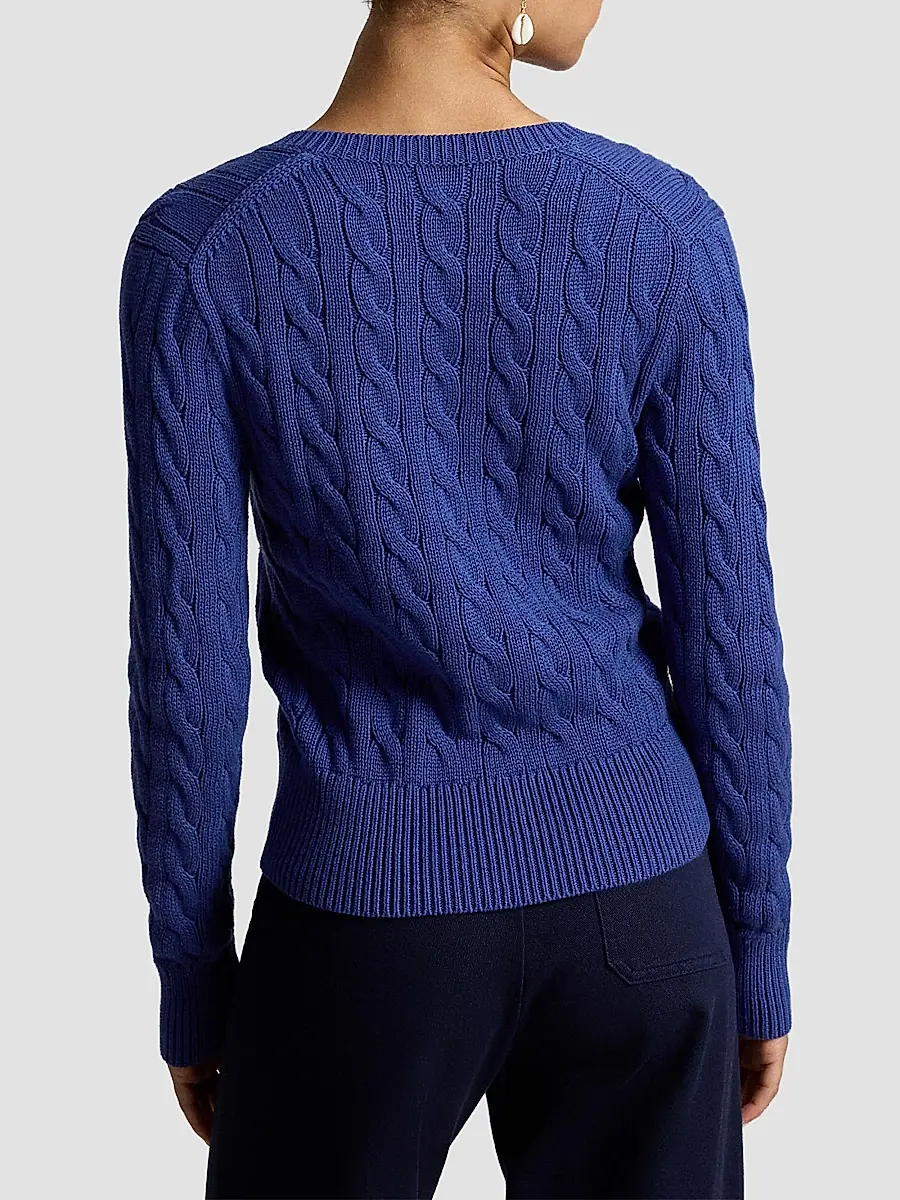 Polo Ralph Lauren Women's Cable-Knit Cotton Crewneck Cardigan | Thumbnail 3 Polo Ralph Lauren Women's Cable-Knit Cotton Crewneck Cardigan | Thumbnail 3