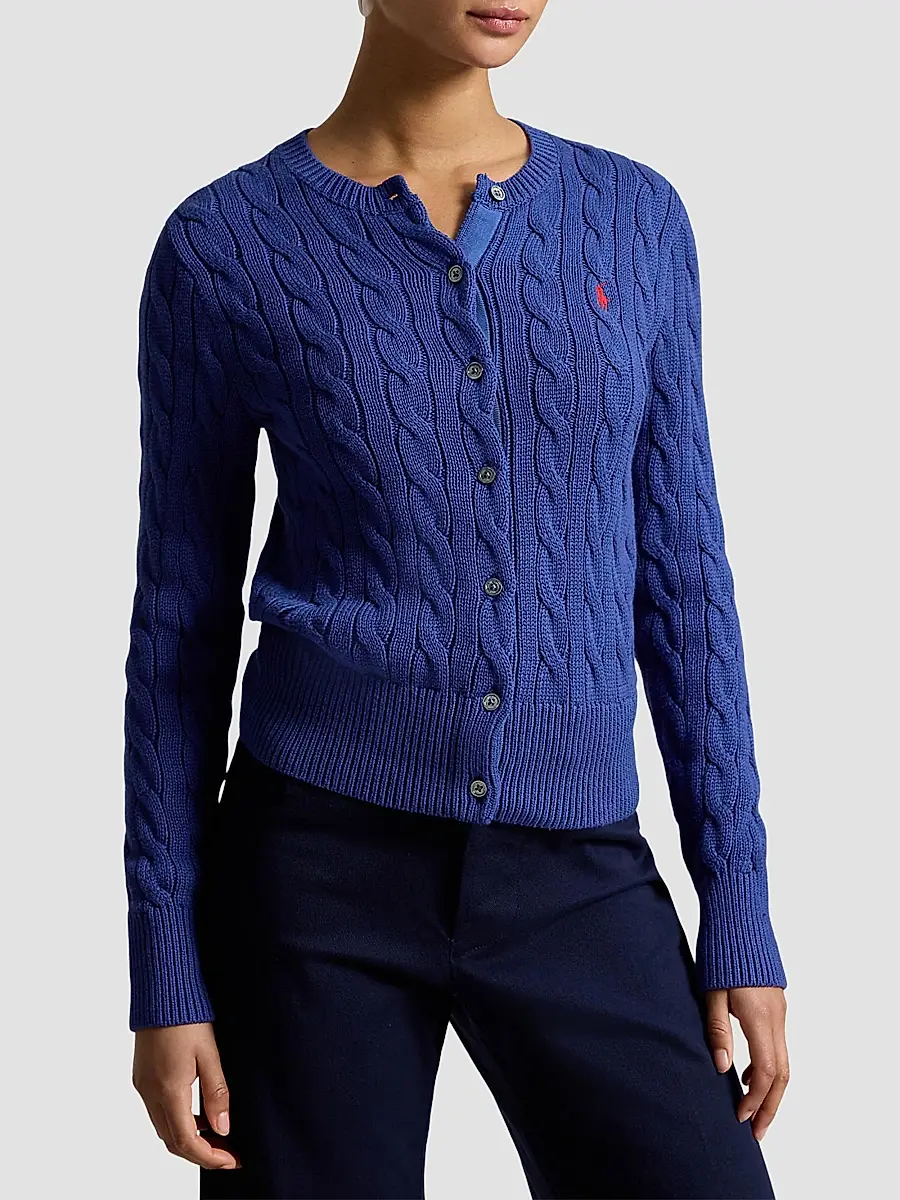 Polo Ralph Lauren Women's Cable-Knit Cotton Crewneck Cardigan | Thumbnail 4 Polo Ralph Lauren Women's Cable-Knit Cotton Crewneck Cardigan | Thumbnail 4