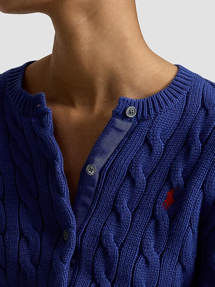 Polo Ralph Lauren Women's Cable-Knit Cotton Crewneck Cardigan | Thumbnail 5 Polo Ralph Lauren Women's Cable-Knit Cotton Crewneck Cardigan | Thumbnail 5