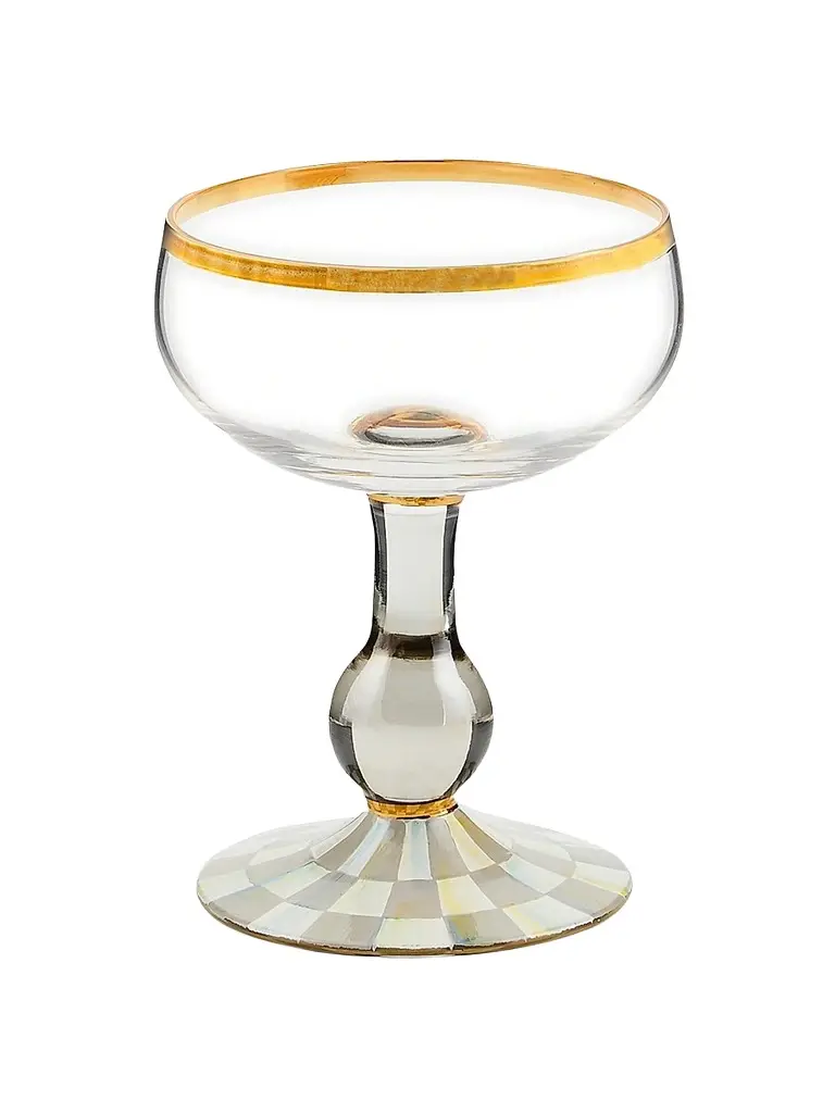 MacKenzie-Childs Sterling Check Coupe Glass
