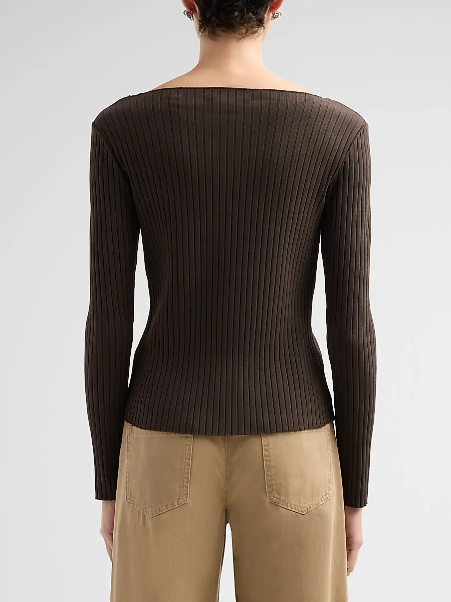 Vince Women's Boatneck Cotton Rib-Knit Sweater | Thumbnail 3 Vince Women's Boatneck Cotton Rib-Knit Sweater | Thumbnail 3