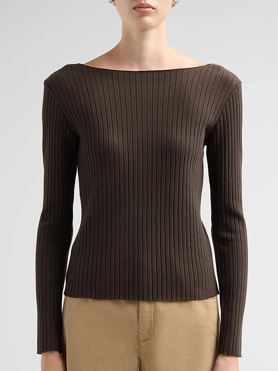 Vince Women's Boatneck Cotton Rib-Knit Sweater | Thumbnail 5 Vince Women's Boatneck Cotton Rib-Knit Sweater | Thumbnail 5