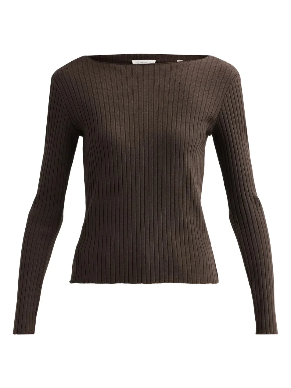 Women's Boatneck Cotton Rib-Knit Sweater