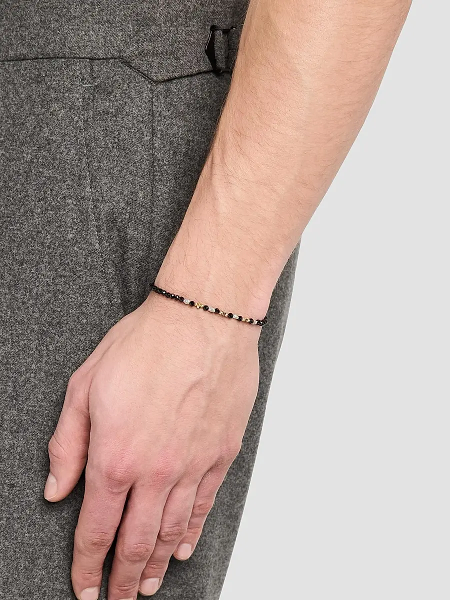 Jan Leslie Men's Men's Black Spinel and Raw Diamond Beaded Pull-Cord Bracelet | Thumbnail 2 Jan Leslie Men's Men's Black Spinel and Raw Diamond Beaded Pull-Cord Bracelet | Thumbnail 2