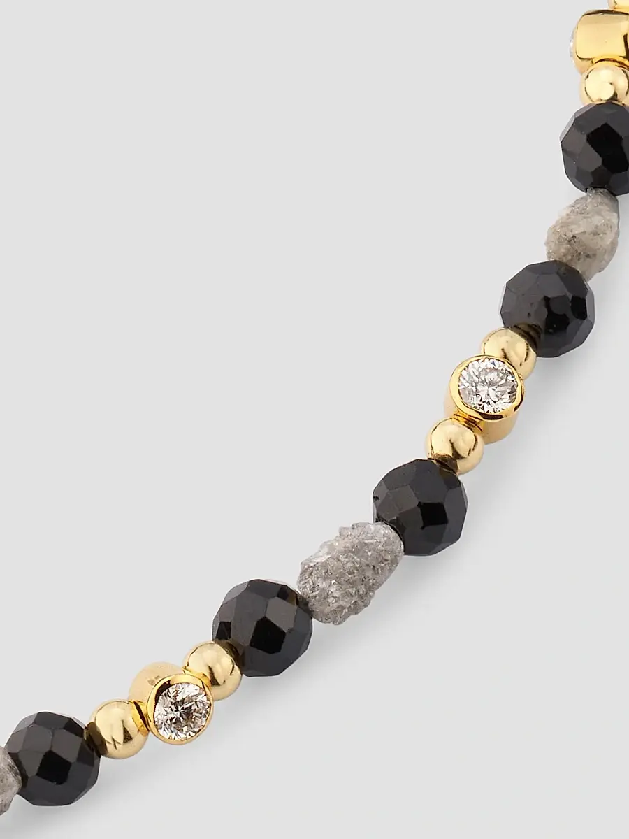 Jan Leslie Men's Men's Black Spinel and Raw Diamond Beaded Pull-Cord Bracelet | Thumbnail 3 Jan Leslie Men's Men's Black Spinel and Raw Diamond Beaded Pull-Cord Bracelet | Thumbnail 3