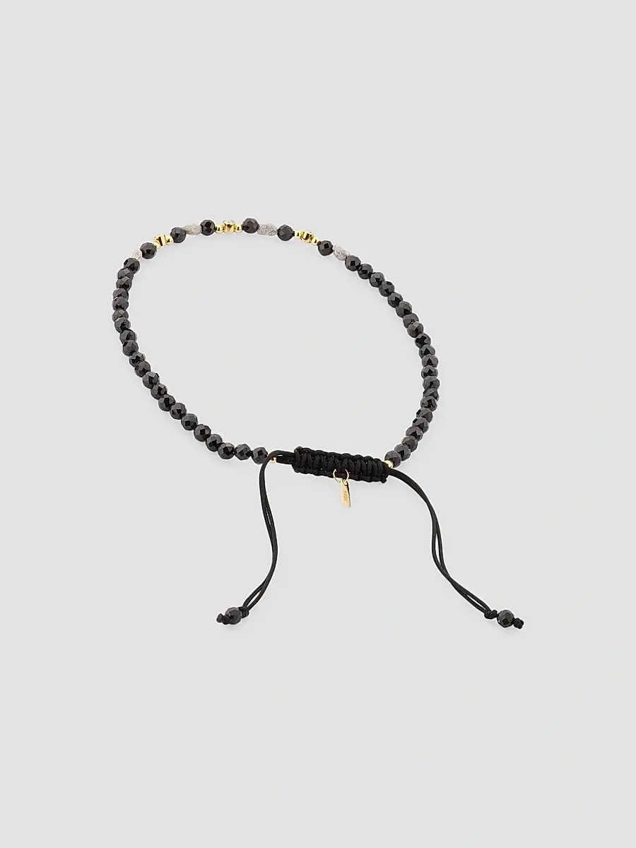Jan Leslie Men's Men's Black Spinel and Raw Diamond Beaded Pull-Cord Bracelet | Thumbnail 4 Jan Leslie Men's Men's Black Spinel and Raw Diamond Beaded Pull-Cord Bracelet | Thumbnail 4