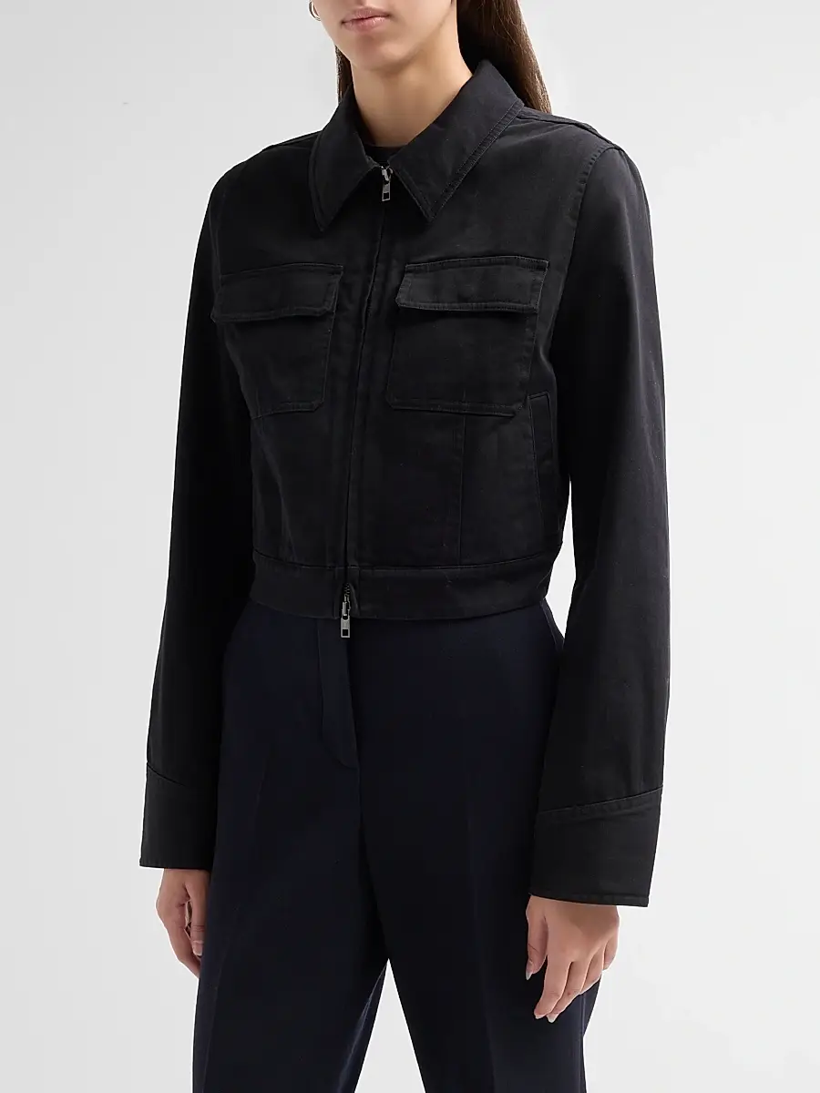 Vince Women's Shrunken Cotton-Blend Twill Jacket | Thumbnail 4 Vince Women's Shrunken Cotton-Blend Twill Jacket | Thumbnail 4