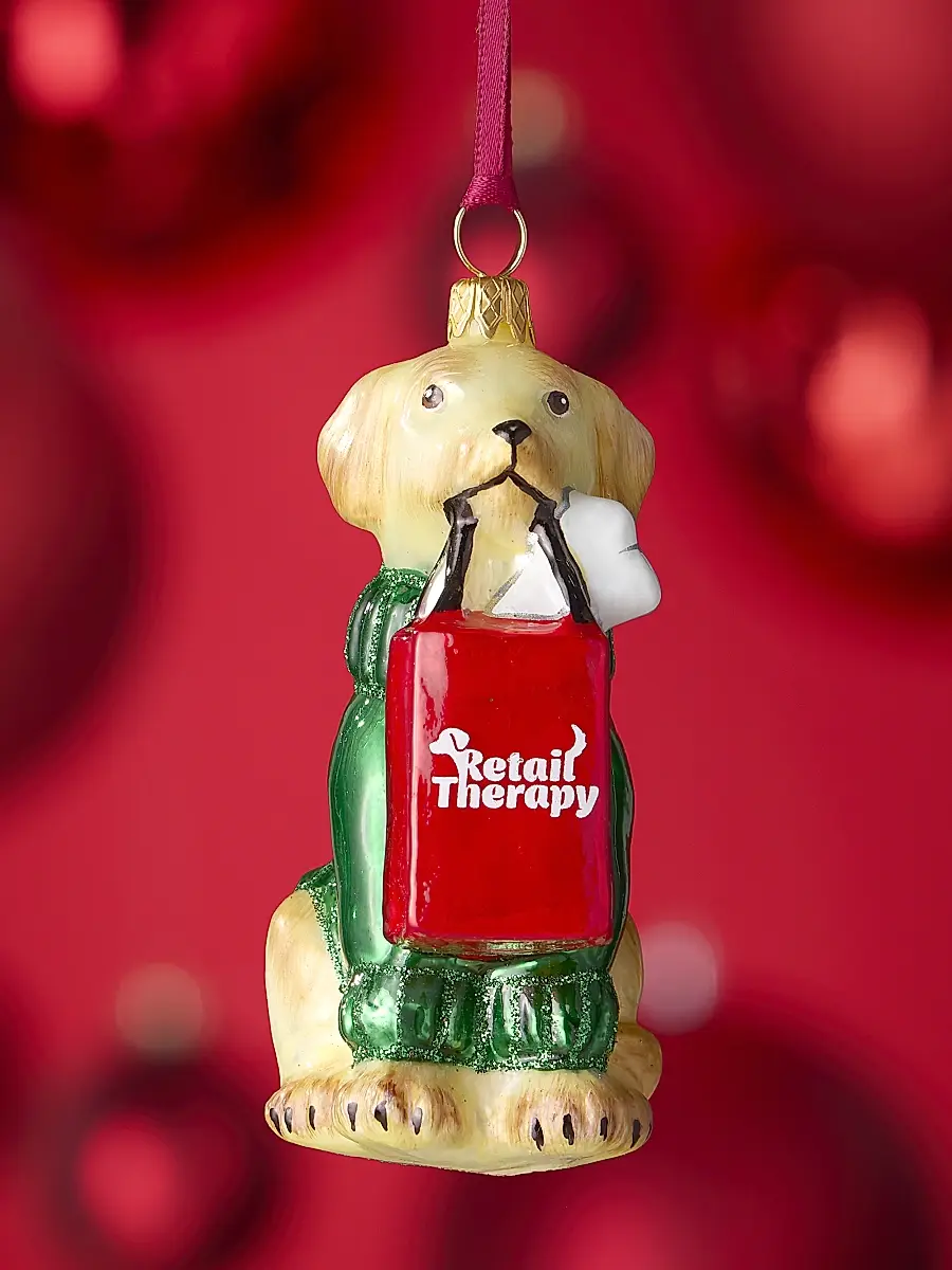 Joy To The World Retail Therapy Bag Yellow Lab Ornament | Thumbnail 2