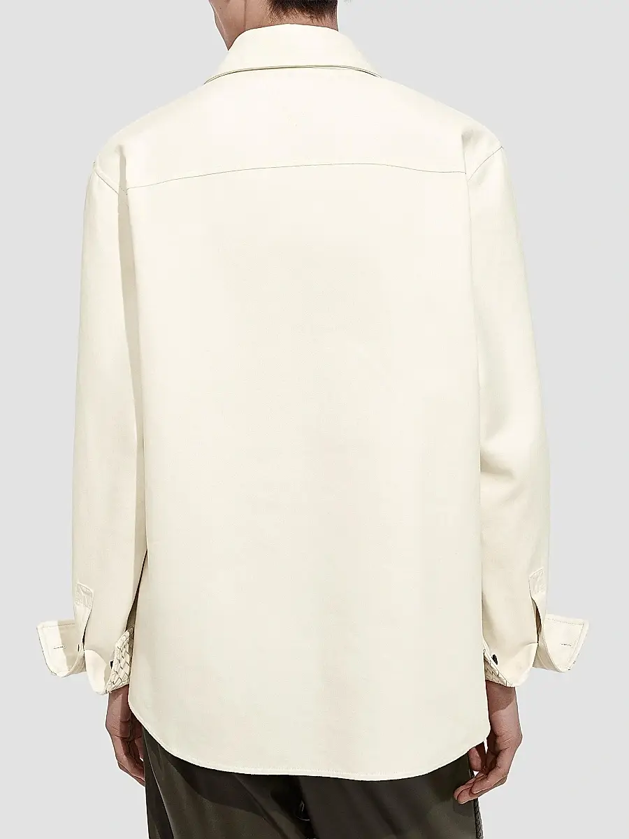 Bottega Veneta Men's Cotton Gabardine Leather-Cuff Overshirt | Thumbnail 3 Bottega Veneta Men's Cotton Gabardine Leather-Cuff Overshirt | Thumbnail 3