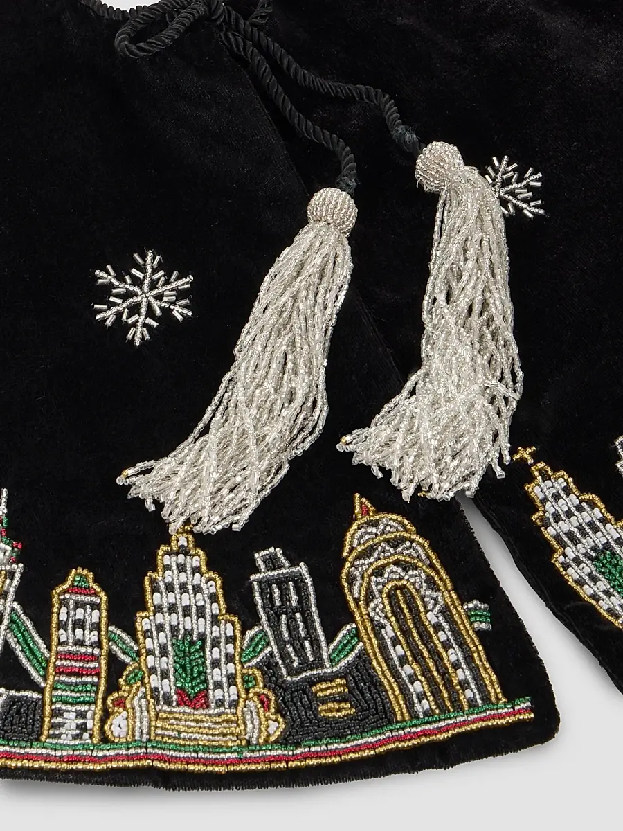 Sudha Pennathur Mini Velvet NYC Skyline Tree Skirt | Thumbnail 2 Sudha Pennathur Mini Velvet NYC Skyline Tree Skirt | Thumbnail 2