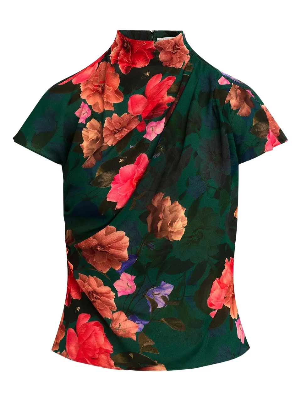 Women's Graceful Floral Draped Top Women's Graceful Floral Draped Top