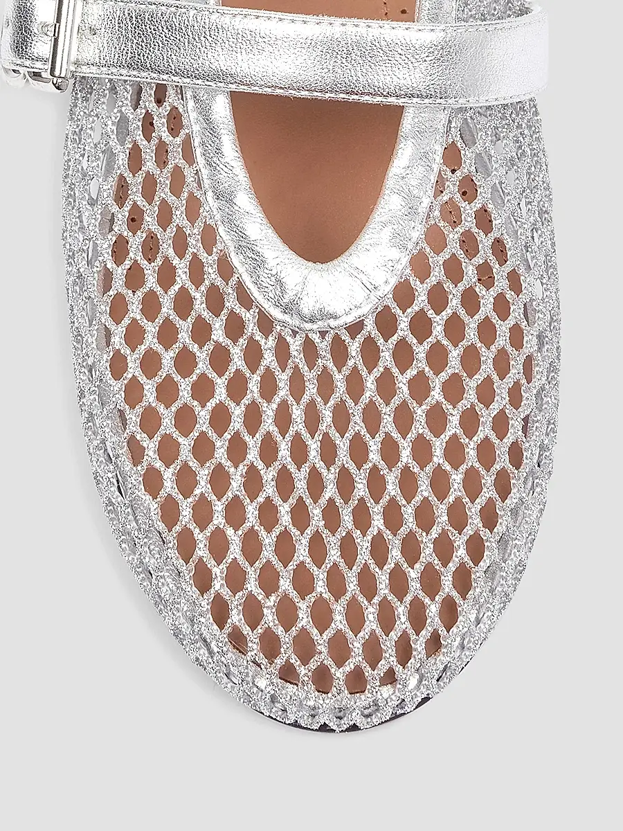 Alaïa Women's Metallic Mesh Mary Jane Ballerina Flats | Thumbnail 4 Alaïa Women's Metallic Mesh Mary Jane Ballerina Flats | Thumbnail 4