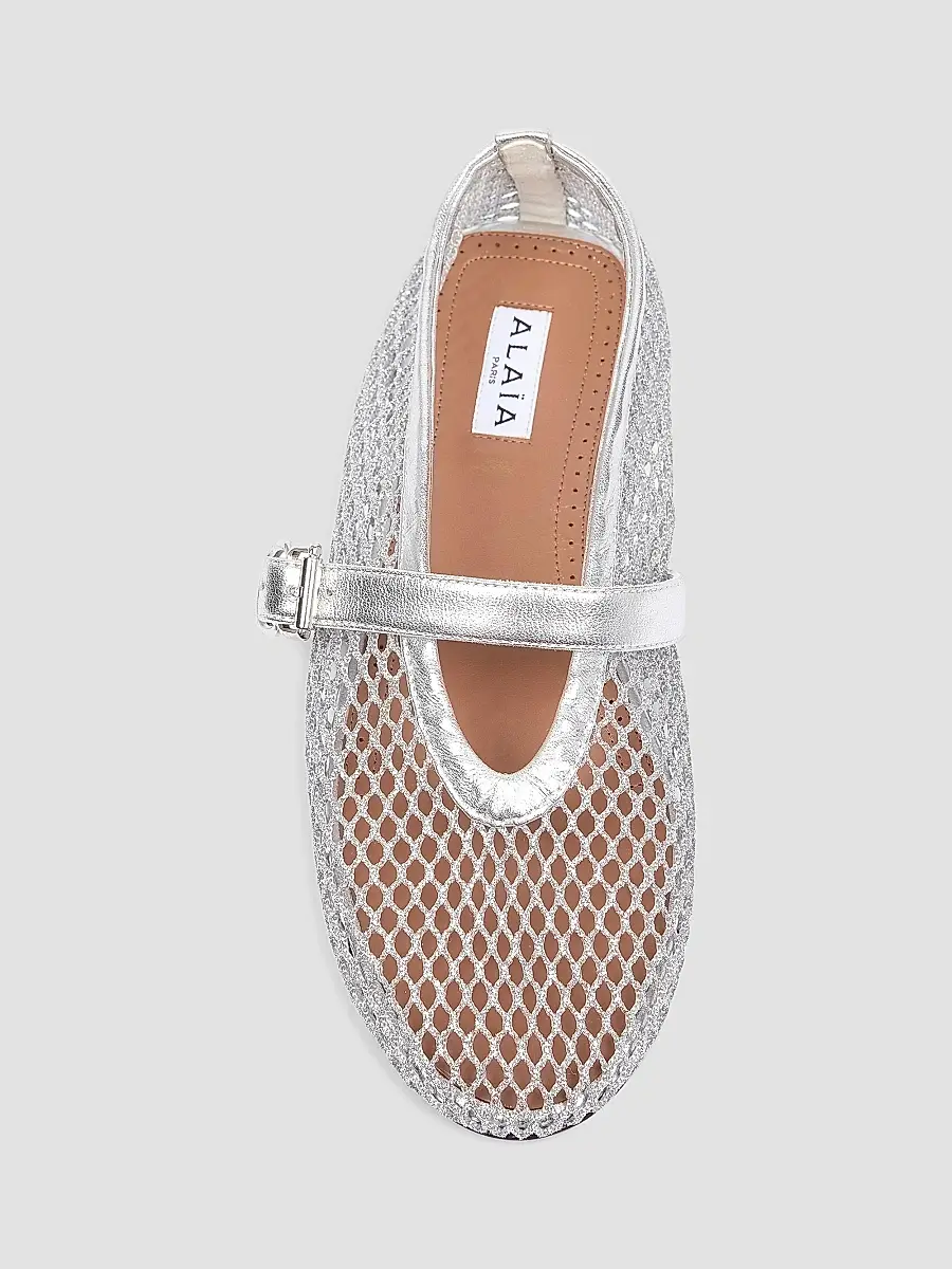 Alaïa Women's Metallic Mesh Mary Jane Ballerina Flats | Thumbnail 5 Alaïa Women's Metallic Mesh Mary Jane Ballerina Flats | Thumbnail 5