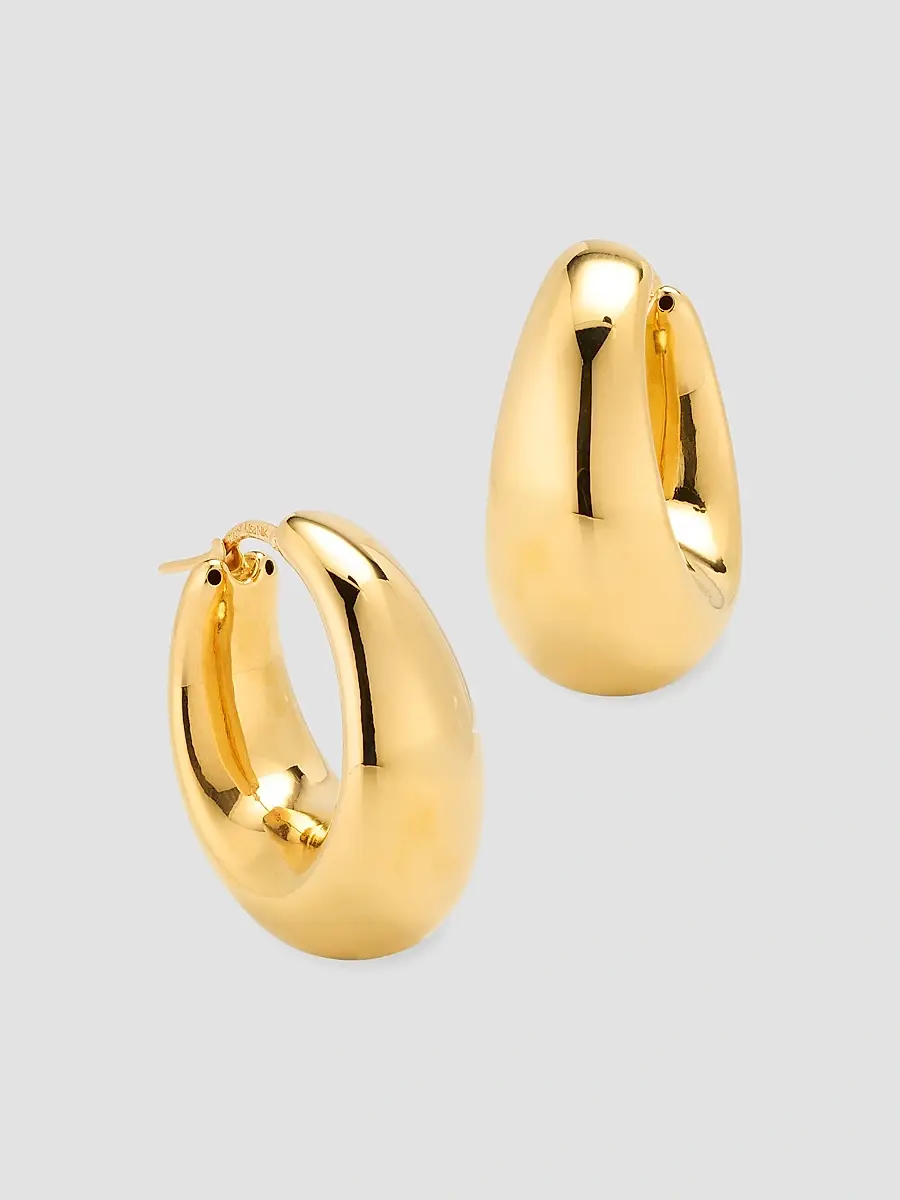LISA NIK Women's 18K Yellow Gold Tapered Hoop Earrings | Thumbnail 3