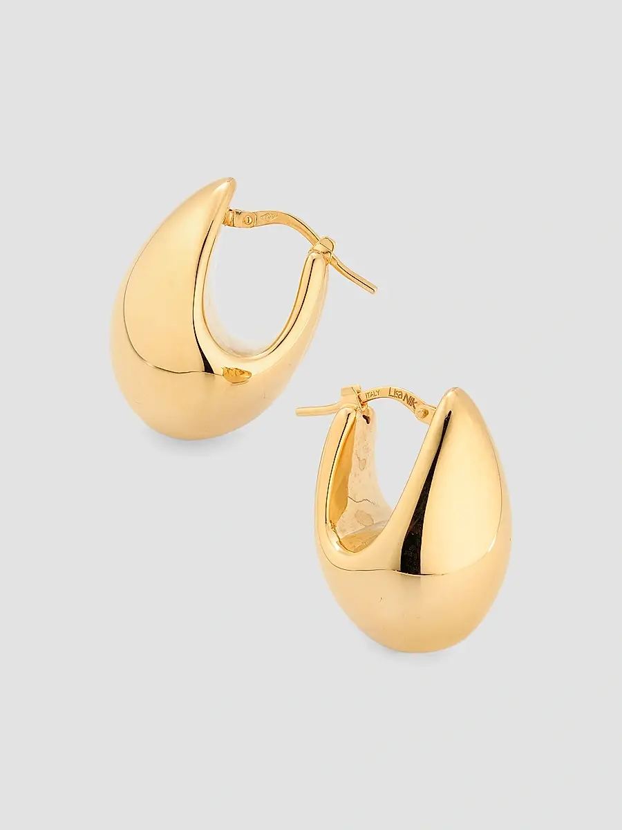 LISA NIK Women's 18K Yellow Gold Puffy Hoop Earrings | Thumbnail 3 LISA NIK Women's 18K Yellow Gold Puffy Hoop Earrings | Thumbnail 3