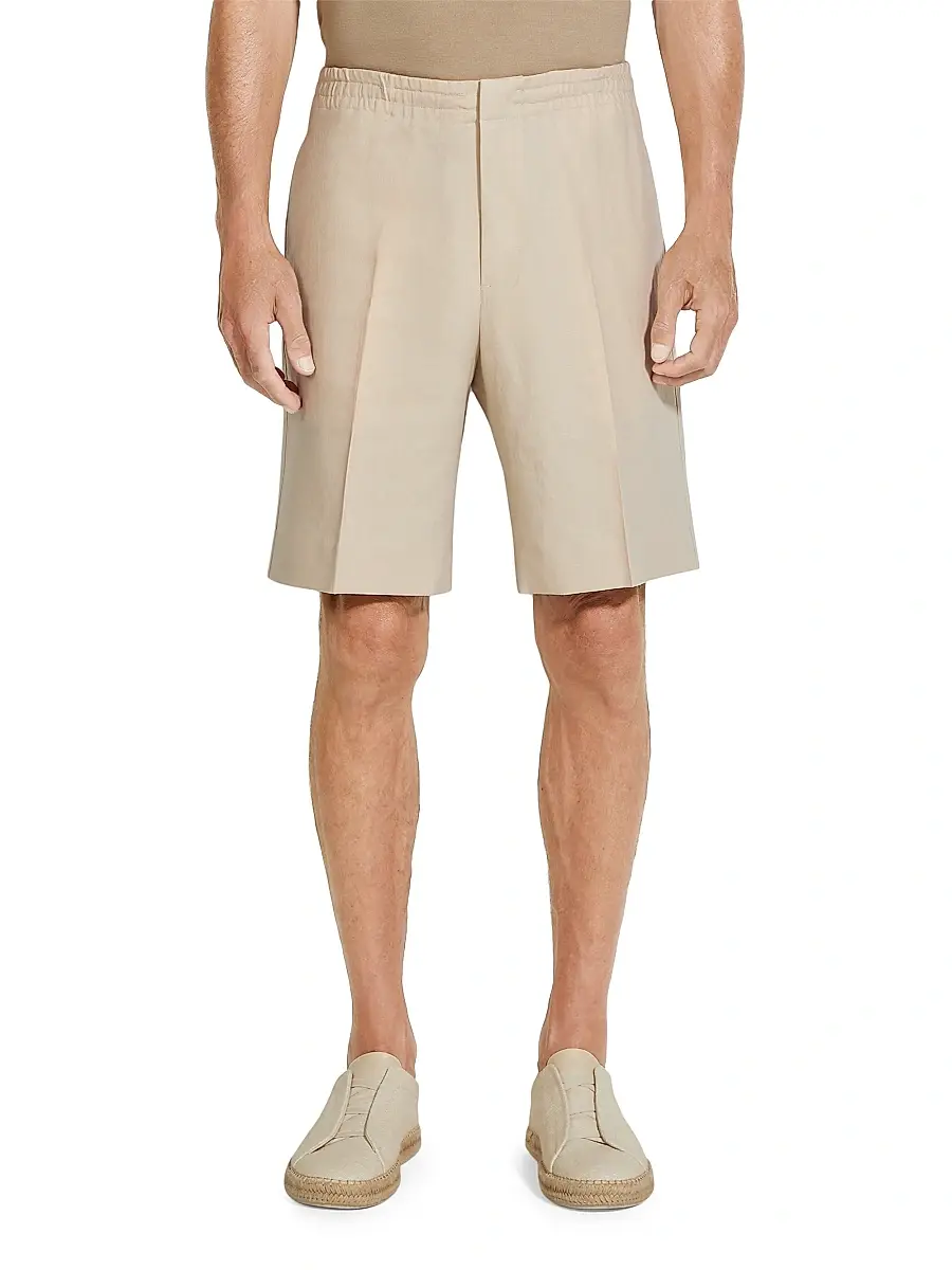 Zegna Men's Oasi Lino Shorts | Thumbnail 2
