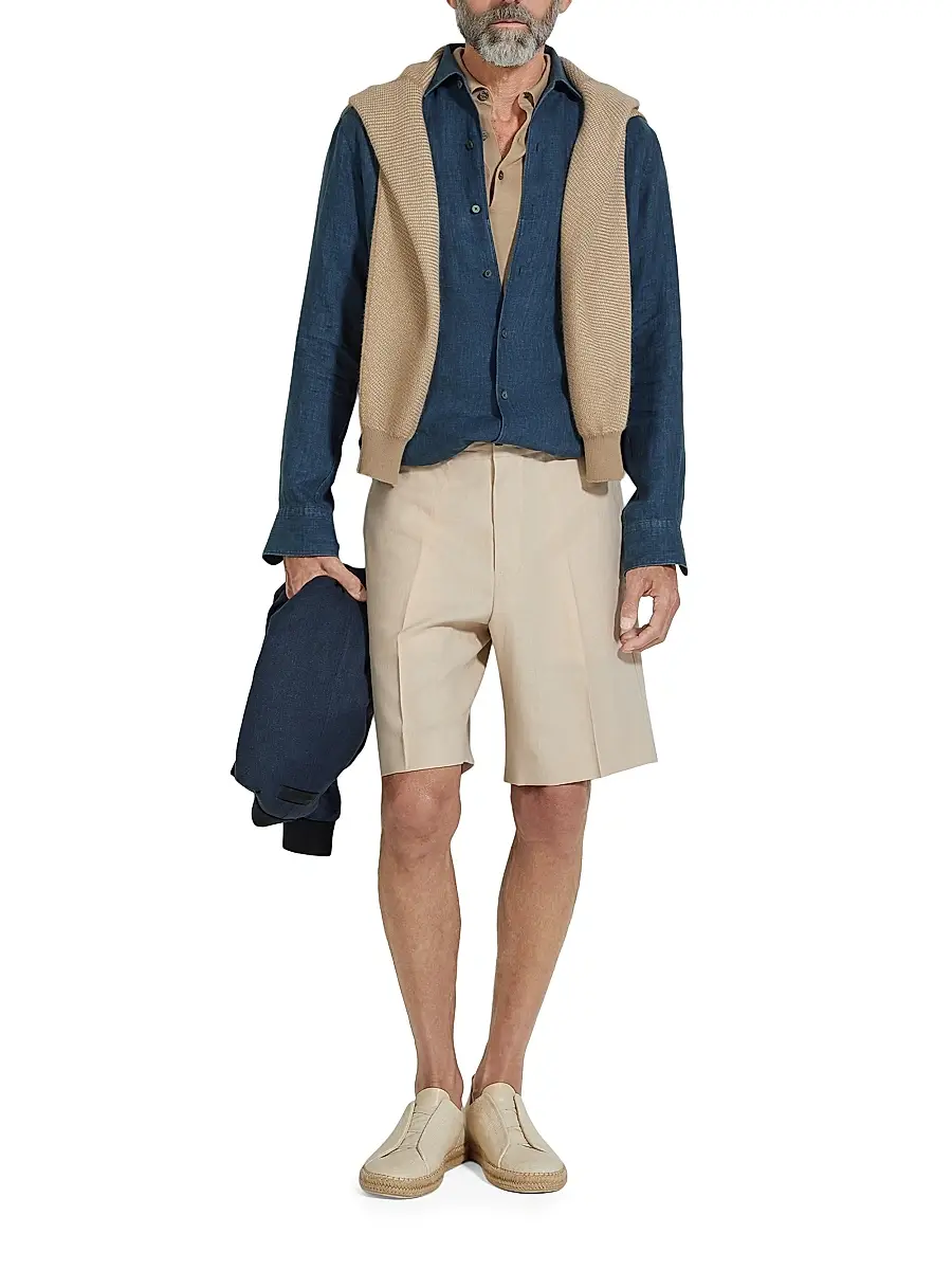 Zegna Men's Oasi Lino Shorts | Thumbnail 6