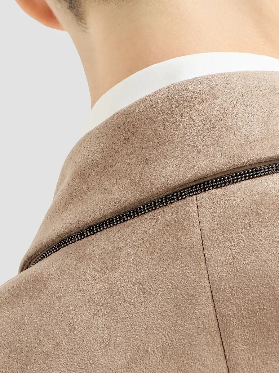 Brunello Cucinelli Women's Suede Blazer with Monili - Light Brown | Thumbnail 6 Brunello Cucinelli Women's Suede Blazer with Monili - Light Brown | Thumbnail 6