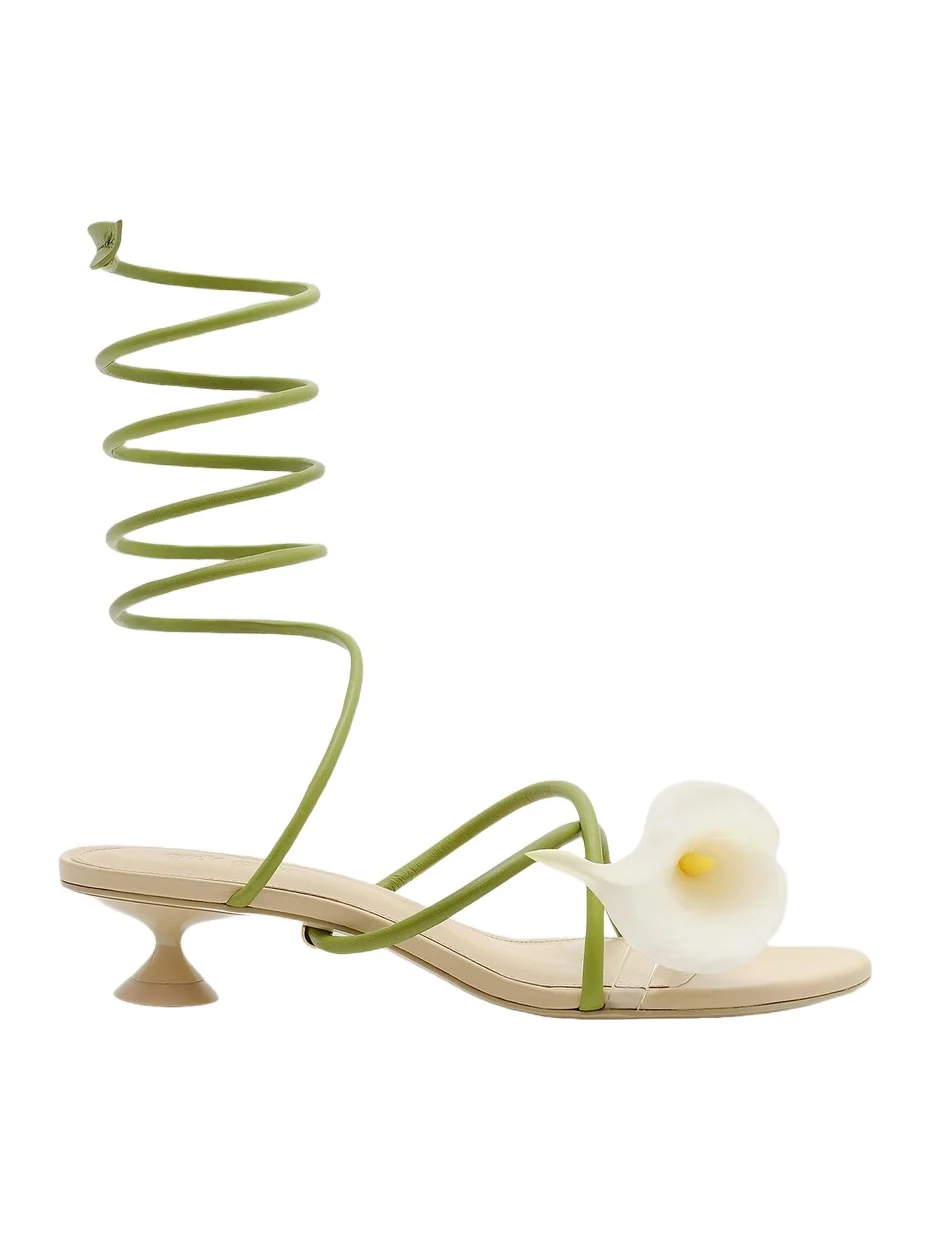 Women's Claire 38MM Flower-Detail Leather Sandals Women's Claire 38MM Flower-Detail Leather Sandals