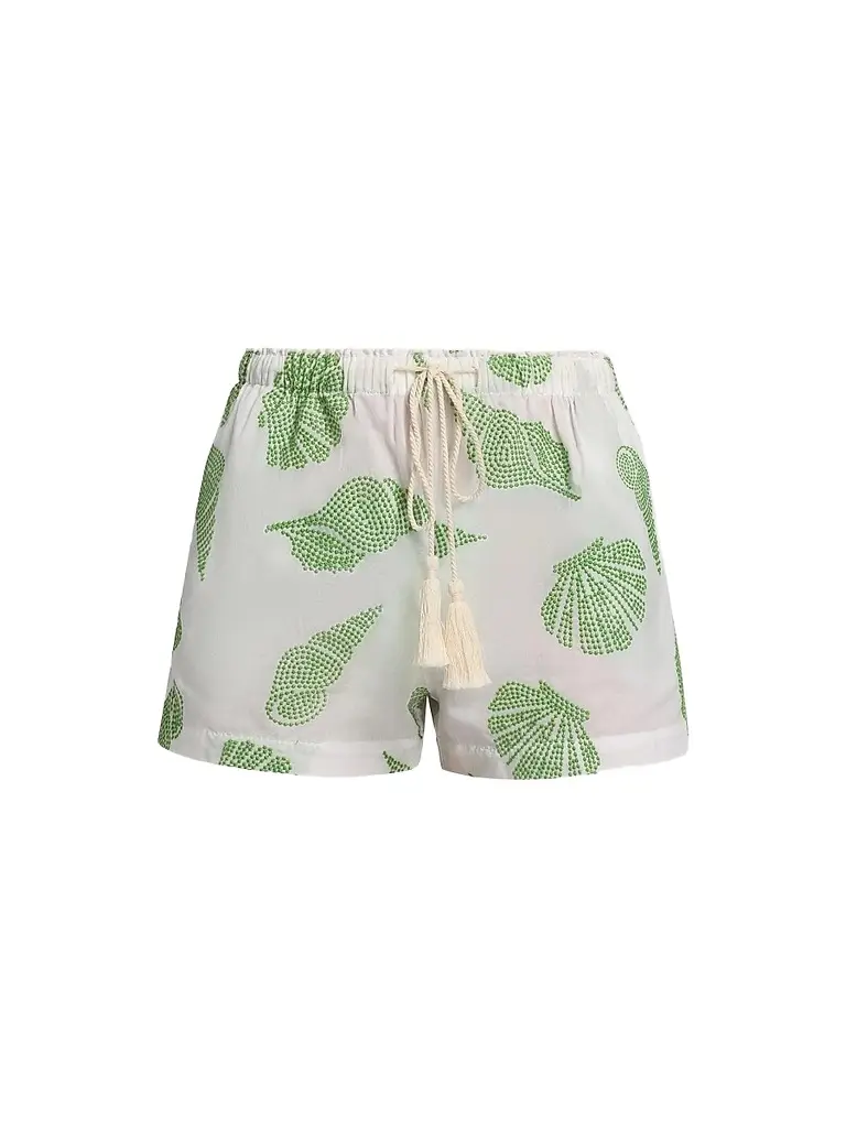 Milly Women's Corrie Embroidered Cotton Cover-Up Shorts