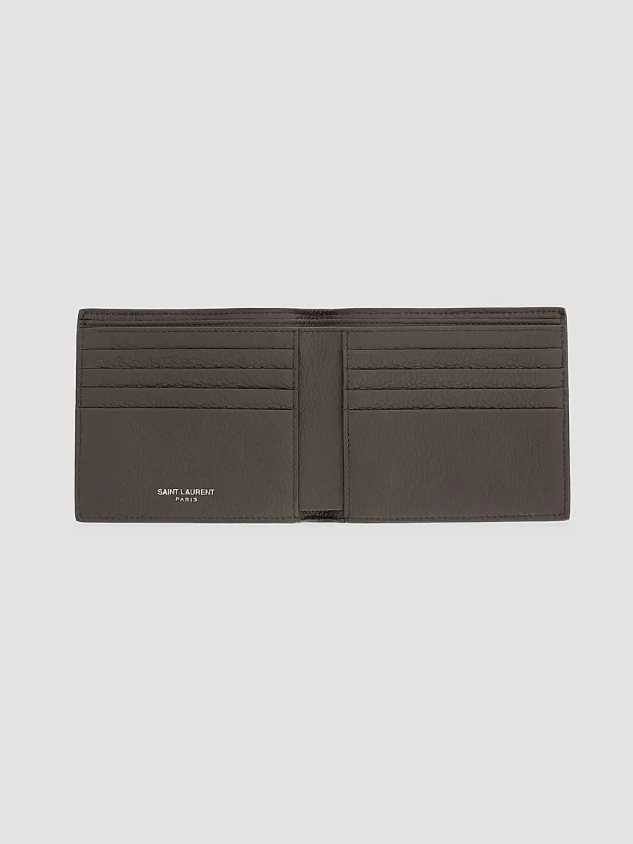Saint Laurent Men's Tiny Cassandre East-West Wallet in Grained Leather - Urban Grey | Thumbnail 2 Saint Laurent Men's Tiny Cassandre East-West Wallet in Grained Leather - Urban Grey | Thumbnail 2