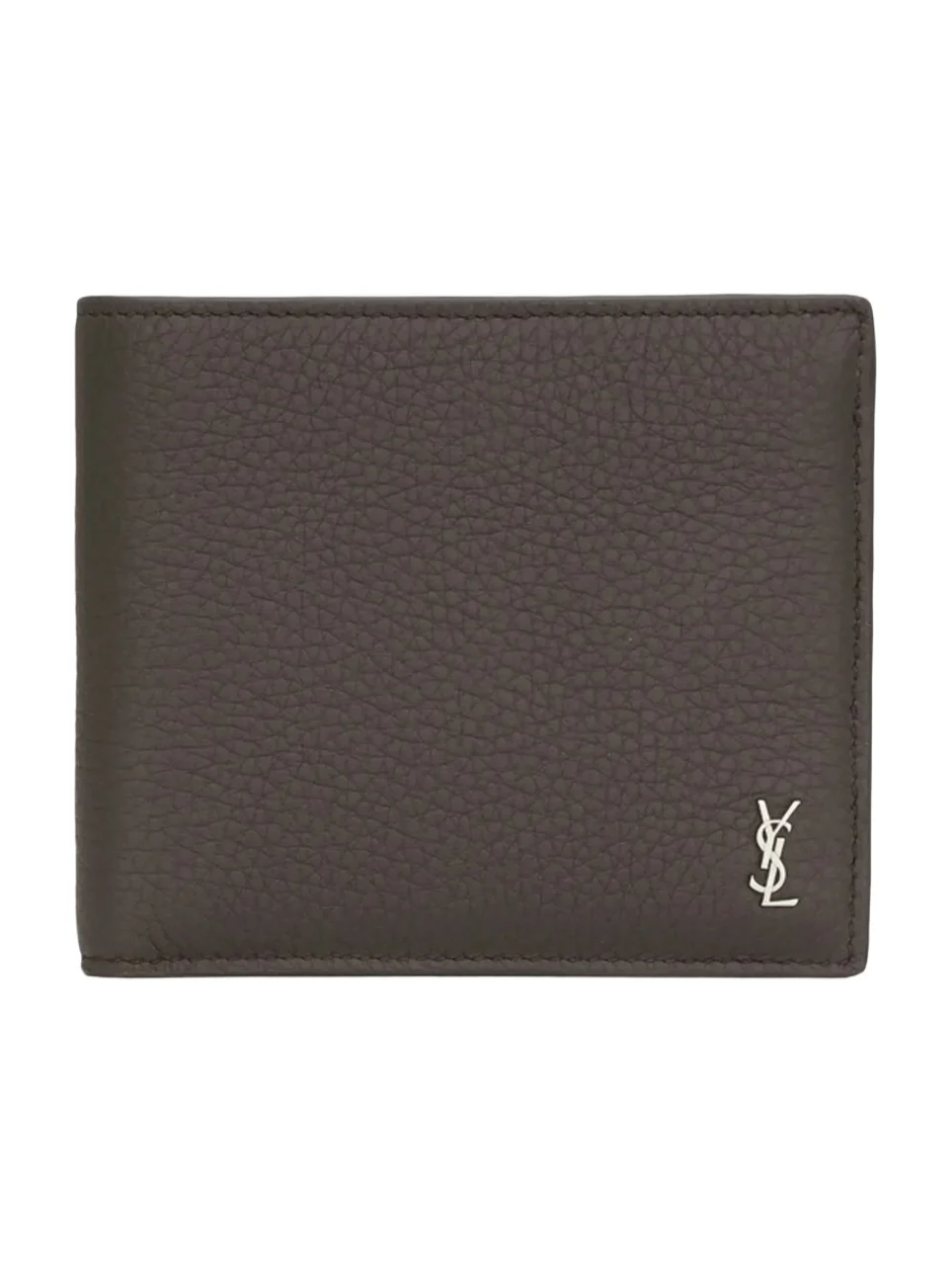 Saint Laurent Men's Tiny Cassandre East-West Wallet in Grained Leather - Urban Grey