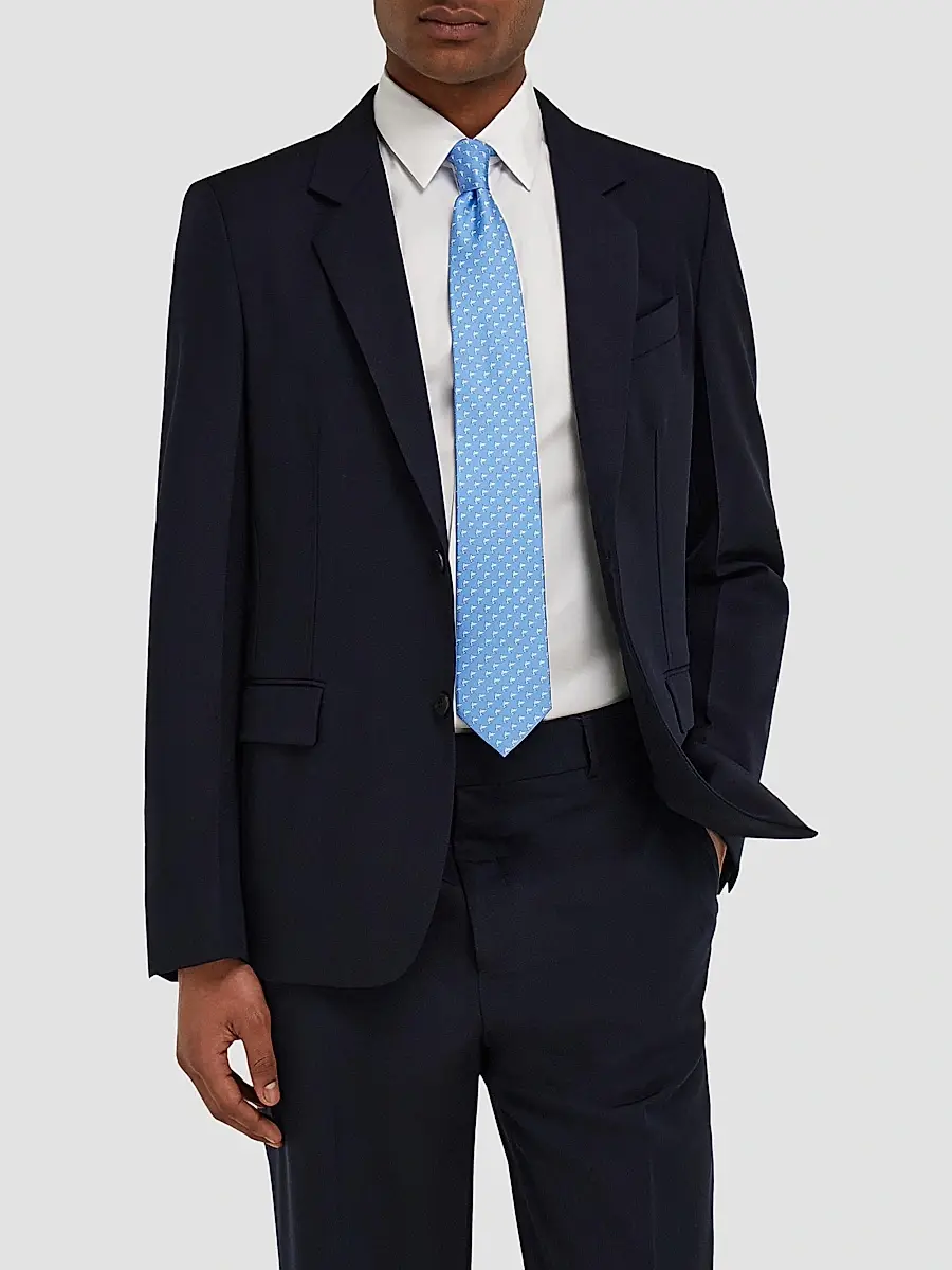 Ferragamo Men's Shark Print Silk Tie | Thumbnail 2 Ferragamo Men's Shark Print Silk Tie | Thumbnail 2