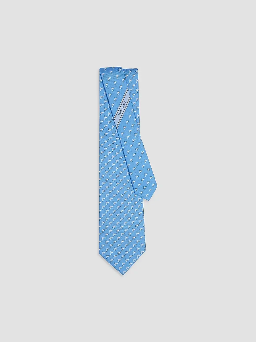 Ferragamo Men's Shark Print Silk Tie | Thumbnail 3 Ferragamo Men's Shark Print Silk Tie | Thumbnail 3