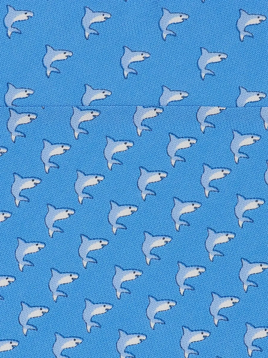Ferragamo Men's Shark Print Silk Tie | Thumbnail 4 Ferragamo Men's Shark Print Silk Tie | Thumbnail 4